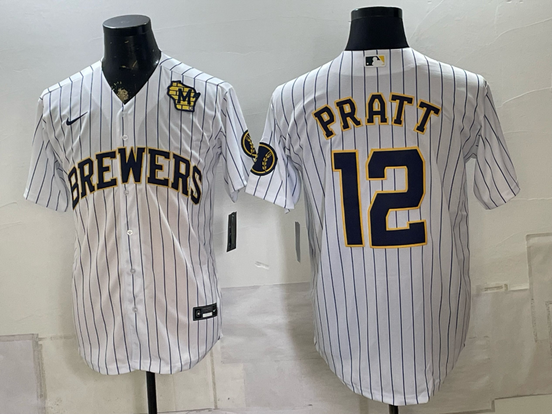 Men 2026 Milwaukee Brewers #12 Pratt white Game Nike MLB Jersey 081103->milwaukee brewers->MLB Jersey